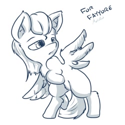 Size: 1000x1000 | Tagged: safe, artist:makoruu, derpibooru import, oc, oc only, hybrid, pegasus, pony, monochrome, sketch, solo