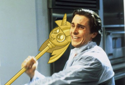 Size: 1024x696 | Tagged: safe, derpibooru import, edit, human, princess twilight sparkle (episode), american psycho, irl, irl human, patrick bateman, photo, twilight scepter