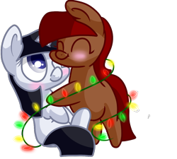 Size: 1000x900 | Tagged: safe, artist:zoiby, derpibooru import, oc, oc only, blushing, christmas lights