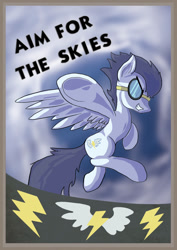 Size: 1024x1448 | Tagged: safe, artist:php64, derpibooru import, soarin', pony, goggles, poster, solo