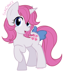 Size: 1448x1622 | Tagged: safe, artist:shellah, derpibooru import, sundance, pony, unicorn, g1, bow, female, g1 to g4, generation leap, mare, race swap, solo, tail bow