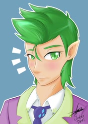 Size: 724x1023 | Tagged: safe, artist:thearcano13, spike, human, bust, handsome, handsome face, humanized, older, portrait, solo