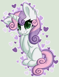 Size: 359x473 | Tagged: safe, artist:tami-kitten, derpibooru import, sweetie belle, heart, solo