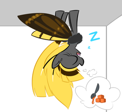 Size: 3000x2750 | Tagged: safe, derpibooru import, oc, oc only, oc:hexferry, mothpony, original species, dream, moth pony general, sleeping, solo, upside down