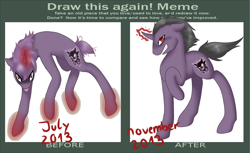 Size: 1024x627 | Tagged: safe, artist:mondlichtkatze, derpibooru import, comparison, haunter, pokémon, ponified