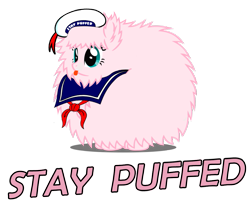 Size: 1101x929 | Tagged: safe, derpibooru import, oc, oc only, oc:fluffle puff, ghostbusters, outfit, solo, stay puft marshmallow man, xk-class end-of-the-world scenario