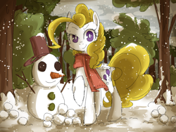 Size: 1024x768 | Tagged: safe, artist:umeguru, derpibooru import, surprise, snow, snowfall, solo