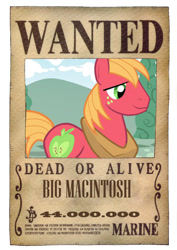 Size: 848x1200 | Tagged: safe, artist:lightdegel, derpibooru import, big macintosh, earth pony, pony, crossover, franky, male, one piece, solo, stallion, wanted, wanted poster