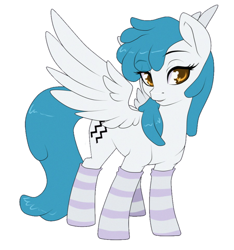 Size: 900x960 | Tagged: safe, artist:sugarcup, derpibooru import, oc, oc only, pegasus, pony, clothes, socks, solo, striped socks