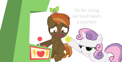 Size: 1692x858 | Tagged: safe, artist:bronybyexception, derpibooru import, button mash, sweetie belle, bits, crying