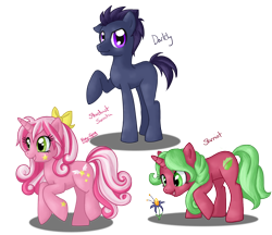 Size: 1510x1306 | Tagged: safe, artist:pony-spiz, derpibooru import, oc, oc only, bow, darkly, looking at you, ponychan, stardust sonata, starmint