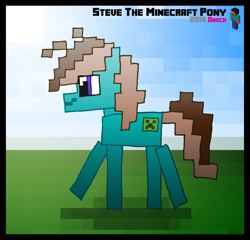 Size: 3163x3037 | Tagged: safe, artist:great-5, derpibooru import, creeper, crossover, minecraft, pixelated, ponified, steve, steve?