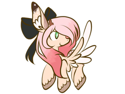 Size: 1024x768 | Tagged: safe, artist:k-ouha, derpibooru import, oc, oc only, deer, hybrid, pegasus, pony, bow, fusion, heart, solo