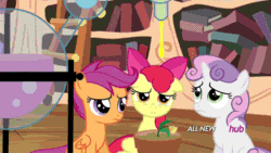 Size: 700x394 | Tagged: safe, screencap, apple bloom, scootaloo, sweetie belle, twilight time, animated, atomic rainboom, bad end, cutie mark crusaders