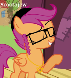 Size: 575x632 | Tagged: safe, edit, scootaloo, 1000 hours in ms paint, glasses, judaism, ms paint, scootajew, solo, star of david