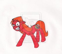 Size: 600x521 | Tagged: dead source, safe, artist:13foxywolf666, derpibooru import, candace flynn, derp, drool, insanity, phineas and ferb, phone, ponified, solo, traditional art, watermark