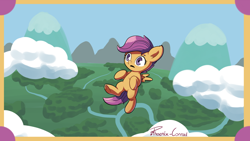 Size: 1280x720 | Tagged: safe, artist:phoenix-conrad, derpibooru import, scootaloo, scootaloo can't fly, solo