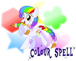 Size: 4953x4015 | Tagged: safe, artist:meganlovesangrybirds, derpibooru import, oc, oc only, oc:colour spell, earth pony, pony, absurd resolution, paintbrush, solo