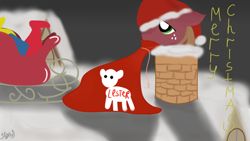 Size: 1280x720 | Tagged: safe, artist:jbond, big macintosh, earth pony, pony, christmas, floppy ears, male, mouth hold, snow, solo, stallion, stuck