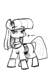 Size: 337x484 | Tagged: safe, artist:boreddrawfag, maud pie, earth pony, pony, clothes, female, mare, monochrome, solo