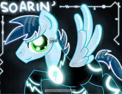 Size: 792x612 | Tagged: safe, artist:flint-productions, soarin', pegasus, pony, blue coat, blue mane, blue tail, male, solo, stallion, tron, wings