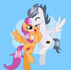 Size: 1024x1004 | Tagged: safe, artist:centchi, artist:nathash-frient, rumble, scootaloo, blushing, female, hug, male, older, rumbloo, shipping, straight, trace