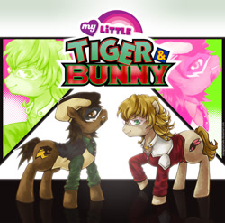 Size: 898x889 | Tagged: safe, artist:nschang, derpibooru import, barnaby brooks jr., crossover, duo, kotetsu t. kaburagi, ponified, tiger and bunny