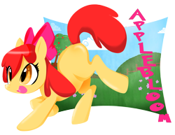 Size: 3300x2550 | Tagged: safe, artist:geekoflove, derpibooru import, apple bloom, field, solo, tree