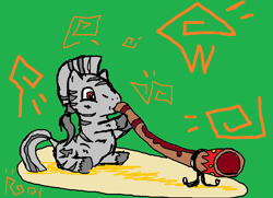 Size: 760x550 | Tagged: safe, artist:roodypoo, fluffy pony, didgeridoo, fluffy zebra, musical instrument, solo