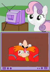 Size: 564x800 | Tagged: safe, derpibooru import, sweetie belle, adventures of sonic the hedgehog, crossover, doctor eggman, exploitable meme, meme, obligatory pony, sonic the hedgehog (series), tv meme