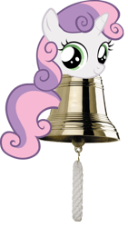 Size: 424x754 | Tagged: safe, derpibooru import, sweetie belle, /mlp/, looking at you, pun, simple background, smiling, solo, sweetie bell, transparent background, visual pun