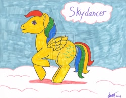 Size: 1024x794 | Tagged: safe, artist:sarafriendship, skydancer, g1, solo, traditional art