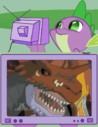 Size: 580x750 | Tagged: safe, derpibooru import, spike, dragon, digimon, digimon tamers, exploitable meme, megidramon, meme, obligatory pony, tv meme