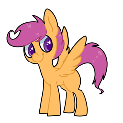 Size: 1000x1000 | Tagged: dead source, safe, artist:pegacornss, derpibooru import, scootaloo, pegasus, pony, blank flank, colored pupils, female, filly, heart eyes, looking back, simple background, solo, spread wings, standing, transparent background, wingding eyes, wings