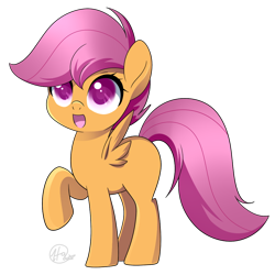 Size: 1000x1000 | Tagged: safe, artist:haydee, scootaloo, pegasus, pony, cute, cutealoo, female, filly, looking up, raised hoof, solo