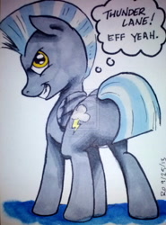 Size: 1024x1381 | Tagged: safe, artist:rapidostar, derpibooru import, thunderlane, solo, traditional art