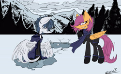 Size: 4753x2935 | Tagged: safe, artist:scootaloocuteness, rumble, scootaloo, female, ice skating, male, rumbloo, shipping, straight