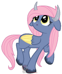 Size: 321x382 | Tagged: dead source, safe, artist:ipandacakes, derpibooru import, oc, oc only, bicorn, hybrid, interspecies offspring, offspring, parent:fluttershy, parent:iron will, parents:ironshy, solo