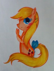 Size: 819x1065 | Tagged: safe, artist:airyu, derpibooru import, applejack (g1), g1, solo, tail bow, traditional art