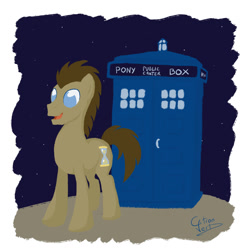 Size: 1024x1022 | Tagged: safe, artist:citron--vert, derpibooru import, doctor whooves, doctor who, solo, tardis