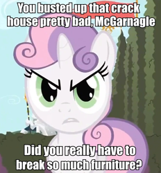 Size: 666x718 | Tagged: safe, derpibooru import, sweetie belle, angry, caption, image macro, looking at you, quote, reference, solo, text, the simpsons, upset