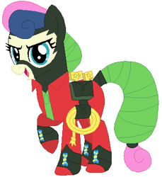 Size: 354x386 | Tagged: safe, artist:owe-b-1, derpibooru import, bon bon, mistress marevelous, sweetie drops, clothes, costume, power ponies, solo