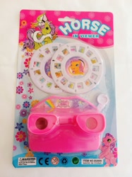 Size: 956x1280 | Tagged: safe, artist:yungnursejoy, derpibooru import, bootleg, choking hazard, disc, horse in viewer, made in china, sad onion, stereoscope, toy, viewer