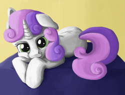 Size: 1467x1114 | Tagged: safe, artist:cezzlo, derpibooru import, sweetie belle, cute, diasweetes, solo