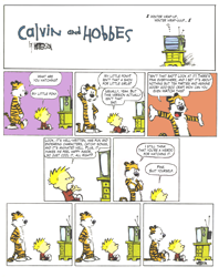 Size: 1000x1263 | Tagged: safe, artist:bill watterson, edit, editor:cheddah, big cat, human, tiger, artifact, bill watterson, brony, calvin, calvin and hobbes, comic, duo, hobbes, male, speech bubble, television