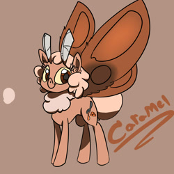 Size: 960x960 | Tagged: artist needed, safe, derpibooru import, oc, oc only, oc:caramel, mothpony, original species, moth pony general, solo