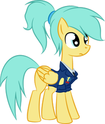 Size: 824x970 | Tagged: safe, artist:dr-ponies, derpibooru import, sunshower raindrops, alternate hairstyle, clothes, solo, uniform