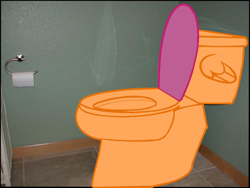 Size: 760x570 | Tagged: safe, artist:bucky, edit, scootaloo, object pony, original species, toilet pony, but why, ponified, pun, scootabuse, solo, toilet, visual pun