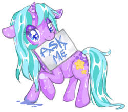 Size: 600x525 | Tagged: safe, artist:glowbunny, oc, oc only, oc:waterglow, pony, unicorn, ask waterglow, solo, wet mane