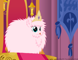 Size: 650x500 | Tagged: safe, artist:mixermike622, derpibooru import, oc, oc only, oc:fluffle puff, single panel, solo, throne